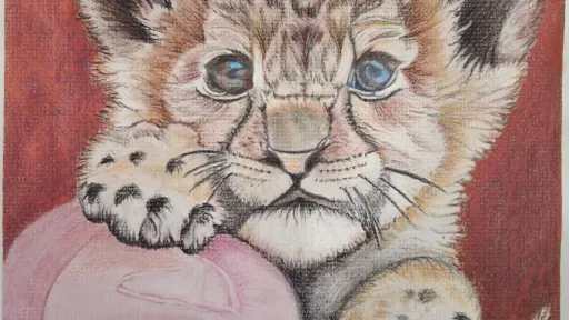 Illustration of a tiger cub resting on a finger
